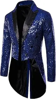 Mens Sequin Tuxedo Jacket 2024 Trendy Slim Fit Shiny Tailcoat Dinner Party Wedding Blazer Suit Jacket