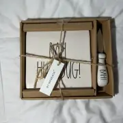 RAE DUNN Christmas "Bah Humbug" Cheese Board and Knife Spreader Set NEW