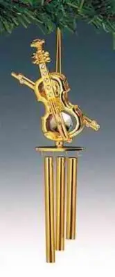 Violin - WIND CHIME ORNAMENT 24KT GOLD PLATED WITH AUSTRIAN CRYSTALS