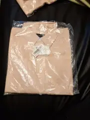 Mens Club Monaco Long Sleeve Slim Fit XS Sherbert Linen Shirt