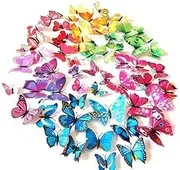LiveGallery 72 PCS 6 Colors Removable 3D DIY Beautiful Butterfly Wall Decals Colorful Butterflies Art Decor Wall Stickers Murals for Kids Baby Boy Girls Bedroom Classroom Offices TV Background