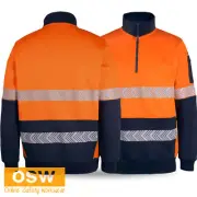 Hi Vis 330g 1/2 Zip Segmented Tape Fleece Long Sleeves Workwear Classic fit 6DPS
