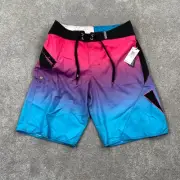 Volcom Swimwear Ombre Swim Board Shorts Boys Size 32 Pink Blue A084812