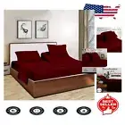 Elegant 5-Piece Split Cal King Sheet Set - 600 Thread Count Burgundy Bedding