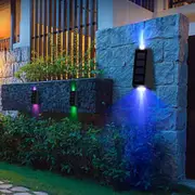 2pcs Solar Wall Lights Up Down LED Lamp 7 Colors Waterproof For Outdoor Garden Fence Yard Decoration