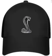 Mustang Cobra Terminator Hat Flexfit Black Baseball Cap Printed Logo Emblem S/M