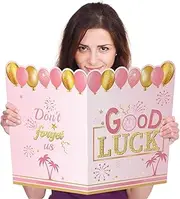 Large Retirement Card, 21.85x14.17 Inch Farewell Greeting Card with Envelope Happy Retirement Party Decorations Card Jumbo Retired Guest Book Card for Coworkers Friends (Pink Gold)