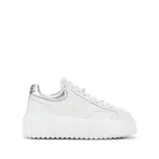 [Hogan] Hogan H-Stripes Lace-up Leather Sneakers 41 IT WHITE/SILVER