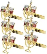Elegant Metal Hanukkah Napkin Rings Pcs Menorah Shaped Serviette Holders Holiday Table Decor for Jewish Celebration