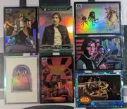 LOT (7) Han Solo Cards Topps Galaxy Chrome Refractors, Sapphire, Perspectives