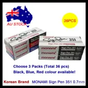 [Monami] 36Pcs Sign Pen 351 / Water based Pen /Red, Blue, Black /Office, School