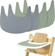 Tripp Trapp Placemat, 4-Piece Silicone Set - Clean & Hygienic Tray Cover for Tripp Trapp High Chair (Grey/Green)