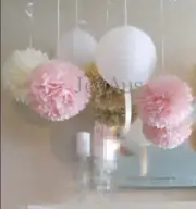 24x paper pom poms paper lanterns wedding 1st birthday baby shower hanging decor