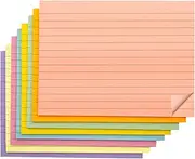 Agoer 12 Pads Lined Sticky Notes Large,400 Sheets Pastel Ruled Post Stickies 6" x 8"/152 x 203mm,8 Brilliant Colors Lined Self Stick Post Pads,50 Sheets Per Pad for Reminder,Check List or to do List