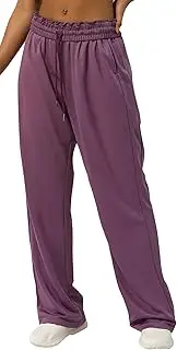 [FEOYA] Women's Sweatpants Straight Wide Leg Pant Tracksuit Bottoms Casual Trousers High Waisted Drawstring Sport Pants Running Workout Lounge Wear with Pocket