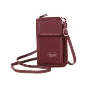 Long Clutch Bag PU Leather Ladies Shoulder Bag Women Messenger Bag Mobile Phone Bag Solid Color Mini Bag Wallet Bag Zipper Bag