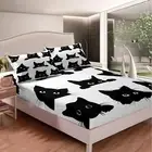 Feelyou Black Cat Bed Sheet Set for Kids Boys Girls Pet Cats Pattern Fitted S...