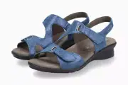 Mephisto Women's Paris Jeans Blue Plaza Hook and Loop Ankle Strap Sandals