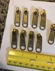 Vtg Brass Replacement Zipper Pulls Slider Only Qty 9 YKK