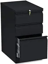 HON Efficiencies Mobile Pedestal File - Storage Pedestal with 1 File and 2 Box Drawers 22-7/8-Inch, Black (H33723R)