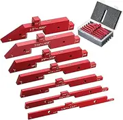 Ssumght Setup Blocks Height Gauge Set with Case, 7 PCS Aluminum Router Table Saw Fence Set Up Bars for Woodworking ，Laser Engraved Size Markings， Easy Read Laser Etched Sizes,Storage Case,Red