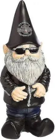 Harley-davidson Biker Themed Garden Gnome, 4.5 X 6 X 15 Cm