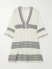 [lemlem] lemlem - Hanna Tiered Ruffled Striped Cotton Mini Dress - Off-white - small small Off-white