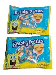 2 Lg Bags Spongebob Squarepants Krabby Patties Candy Gummy Individually Wrapped