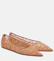 [Amina Muaddi] Amina Muaddi Barbara lace ballet flats AU 10 beige