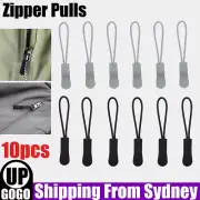 10x Zipper Pulls Zipper Pullers Replacement Broken Zip Cord Puller Black Color