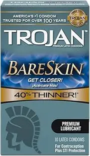 Trojan Sensitivity BareSkin Lubricated Condoms, 10 Condoms