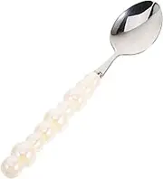 VILLFUL Ice Cream Spoon Ice Cream Scoop Spoon Serving Spoons Cutlery Ice Cream Scooper Small Dessert Spoons Ceramic Handle Metal Cutlery Coffee Tableware for Kitchen Desert Spoon