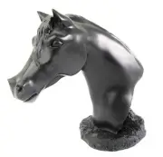 Horse "Jade" Arab Sculpture Quintessence Polished Black Slate Stone-Made UK