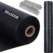 AIKANG 5FT x 500FT Weed Barrier Landscape Fabric, Premium Heavy Duty Woven Garden Ground Cover Weed Block Control Mat Cloth for Gardening, Planting, Farming, Landscaping Flower Bed Driveway