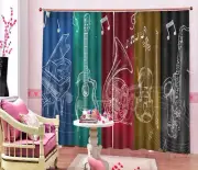 Various Instruments 3D Curtain Blockout Photo Printing Curtains Drape Fabric