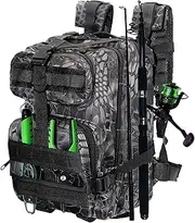 Ghanneey Fishing Tackle backpack, Outdoor Shoulder Backpack with Rod Holder sling bckpack for Fishing Hiking Hunting Camping