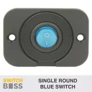 MINI ROUND TOGGLE SWITCH - Blue with Blue LED Flush Mount Panel 12v On Off SPST