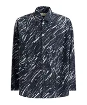 Marni All-Over Printed Curved Hem Shirt IT50 Black/White