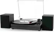 Retro Vinyl Record Player External Stereo Speakers Bluetooth Output USB & AUX Input