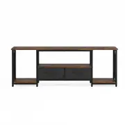Advwin TV Cabinet 140cm Entertainment Unit Stand w/ Shelf & Drawers Media Console Walnut