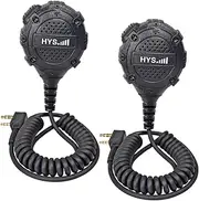 [HYS] Shoulder Speaker mic, Walkie Talkie Remote Speaker Microphone with PTT, Coiled Cord & Swivel Clip for Kenwood Baofeng UV-5R BF-F8HP BF-888S Retevis RT21 RT22 H-777 RT68 2pin 2- Way Radio