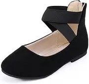 [Hehainom] Girls Dress Shoes Toddler Little Kids Gracy Ballet Mary Jane Ballerina Flats with Elastic Ankle Strap