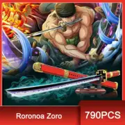 790PCS Anime Roronoa Zoro Sword Model Building Blocks Swordsmen Simulation Katan