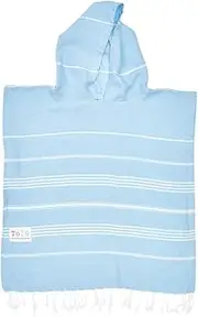 Kids Hooded Beach Towel – Baby Blue Cotton Poncho for Babies, Toddlers & Young Children – Quick-Dry, Lightweight, Soft & Absorbent – Sizes 0–5 Years (0-12 Months Old)