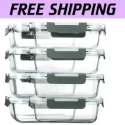 30 oz Borosilicate Glass Storage Containers with Snap Lock Lids - 8 Pack