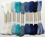 Olympus Sashiko Thread 20m(21.8yds) Bundles 100% Cotton (White and Blue 9Colors), OS-20M