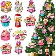 24 Pcs Wooden Candyland Party Decorations Colorful Candyland Centerpieces Lollipop Cake Donut Candy Themed Birthday Decorations Hanging Candy Land Sign Candyland Party Supplies for Baby Girls Kids