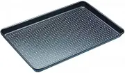 MasterClass Crusty Bake, Baking Tray with PTFE, PFOA and BPA Free Non Stick, Robust 1mm Thick Carbon Steel, Cookie Sheet, Perforated Holes for Ultimate Crisp, Ultra Double Layer, 39x27cm, Grey