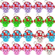 24 Packs Bulk Fidget Bubble Bulk Mini Pop Mushroom Keychain , Holiday Party Favors Supplies Classroom Summer Student Gifts