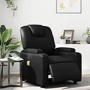 Electric Recliner Chair Comfy Faux Leather for Living Room, Bedroom, Reading, Gaming - Massage Reclining Chairs for Lazy Lounge Spaces, Black Furniture